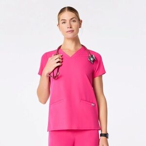 Pink FIGS Casma Three-Pocket Scrub Top